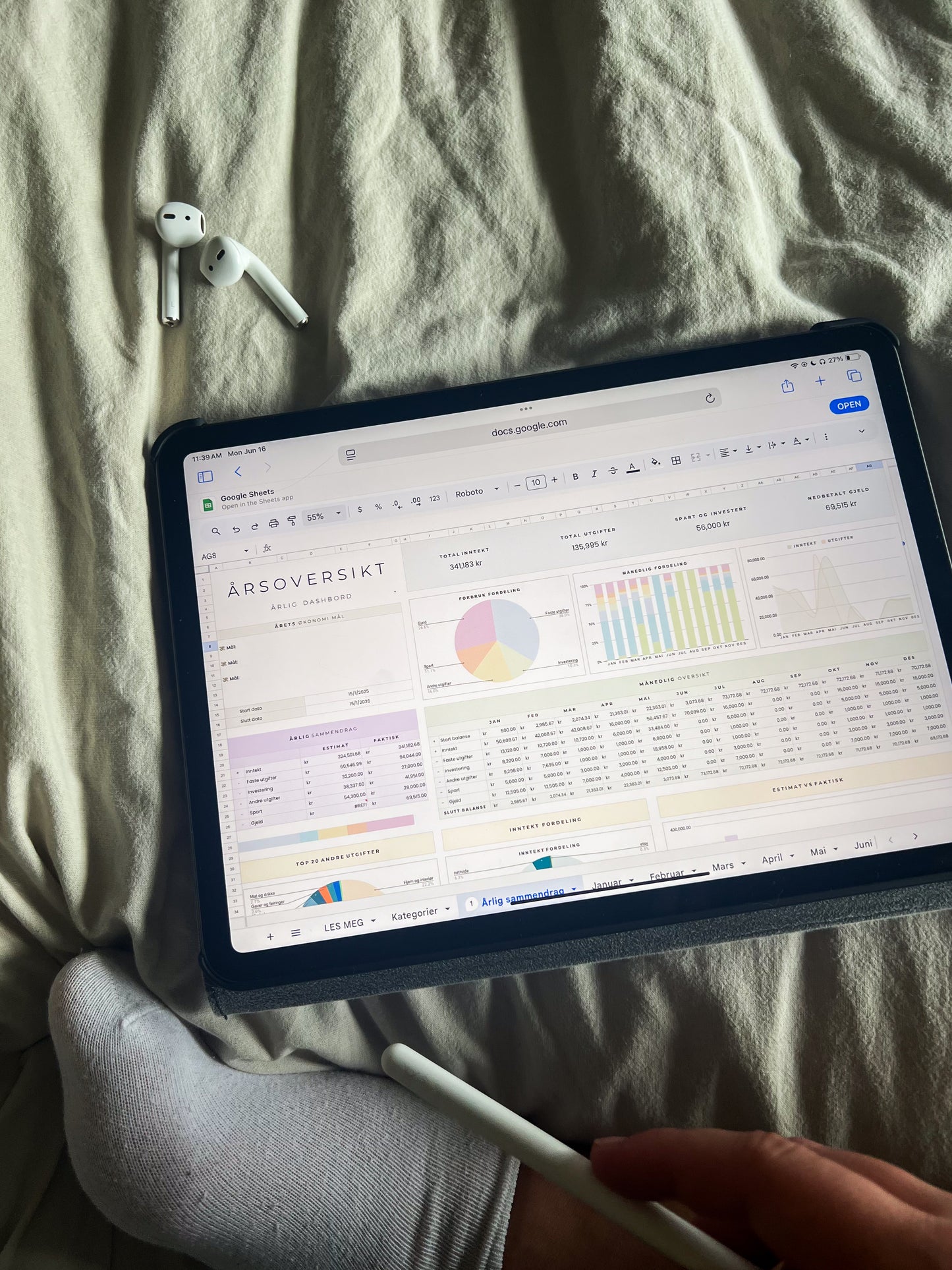 Månedlig og årlig budsjettplanlegger