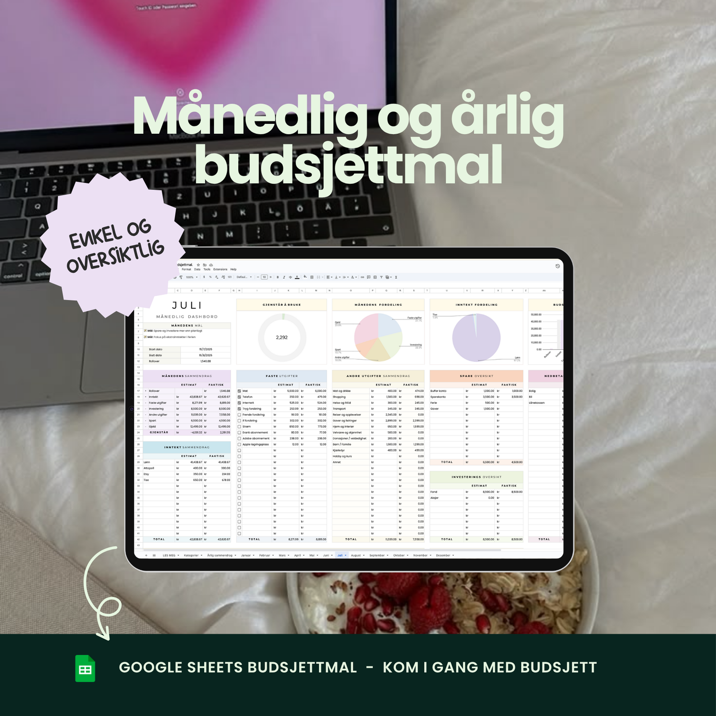 Månedlig og årlig budsjettplanlegger